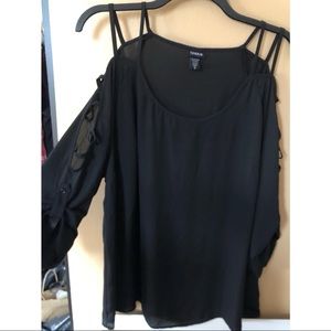 Torrid Women’s Black Cut Out Long Sleeve Blouse